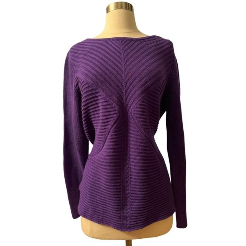 Dana Buchman X Patterned Purple Tunic Sweater with Side Slit L